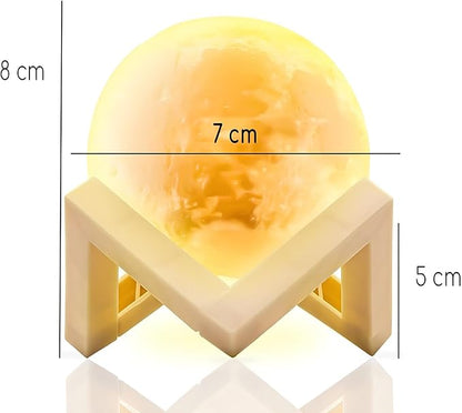 Luminária Lua Estrelada D5 8cm 🌙 – Luz LED Decorativa com Suporte | Ideal para Quartos e Presentes Especiais